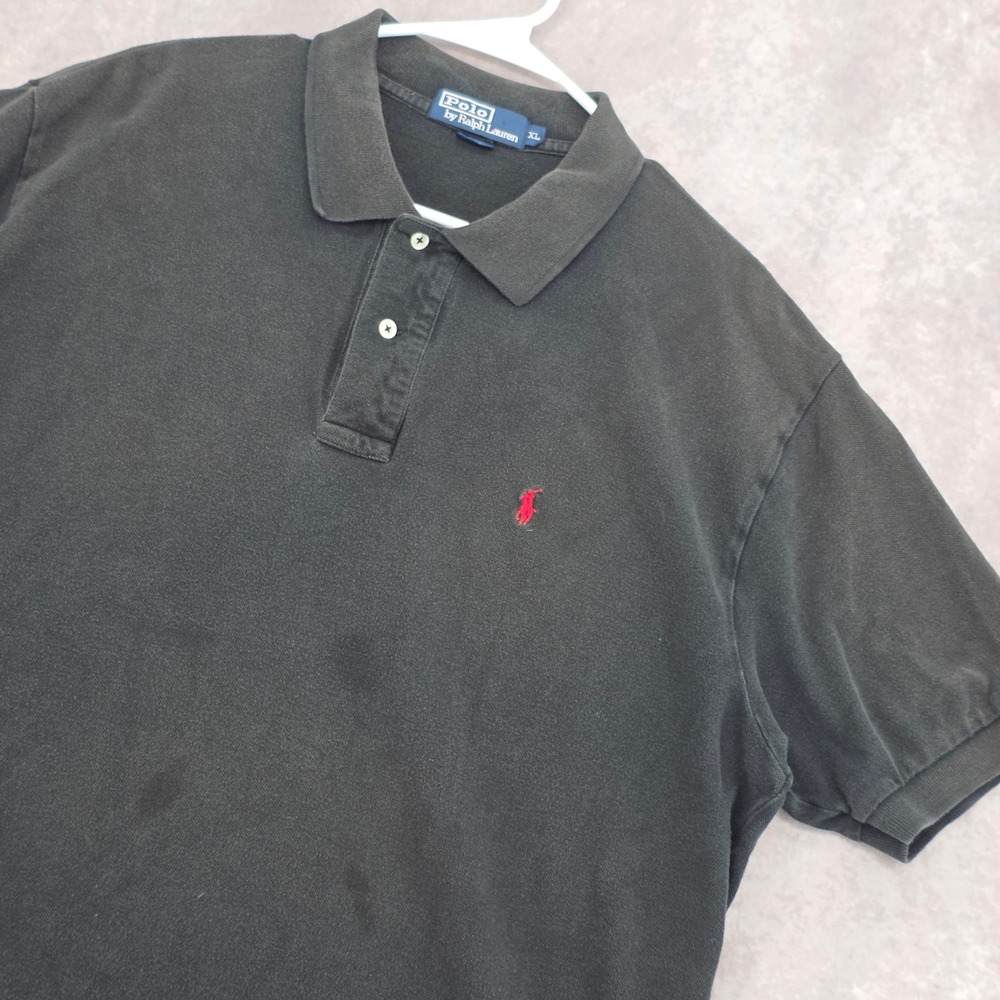 Polo Ralph Lauren Mens XL Black Short Sleeve Pique Polo Shirt Red Pony Logo